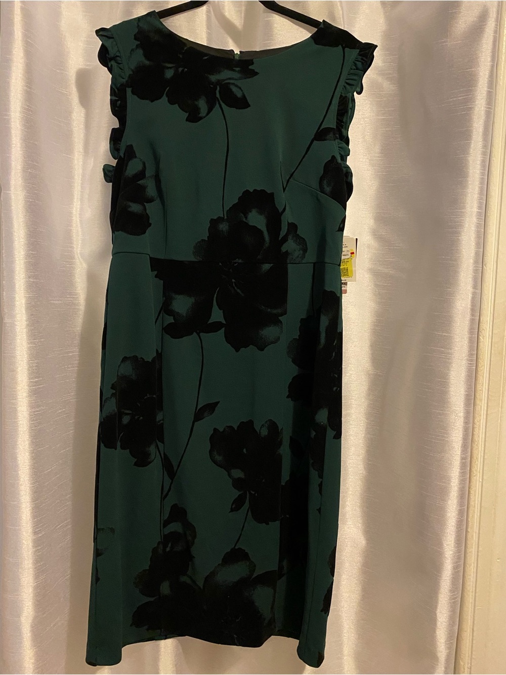 Sandra Darren Velvet Burnout Flutter Sleeve Dress